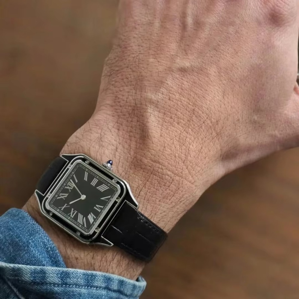 Correa de reloj de cuero de va - Cartier Watch Santos reseña y precio